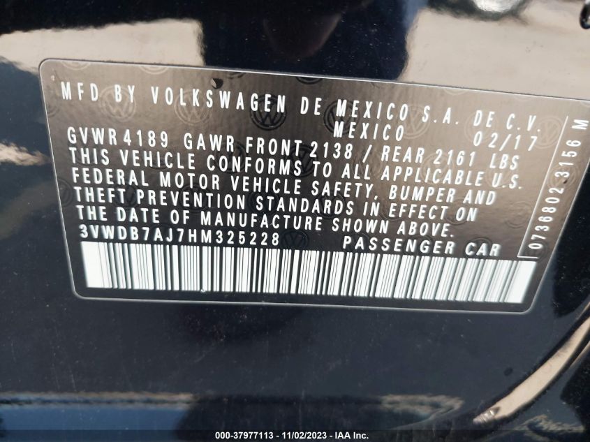 2017 VOLKSWAGEN JETTA 1.4T SE - 3VWDB7AJ7HM325228