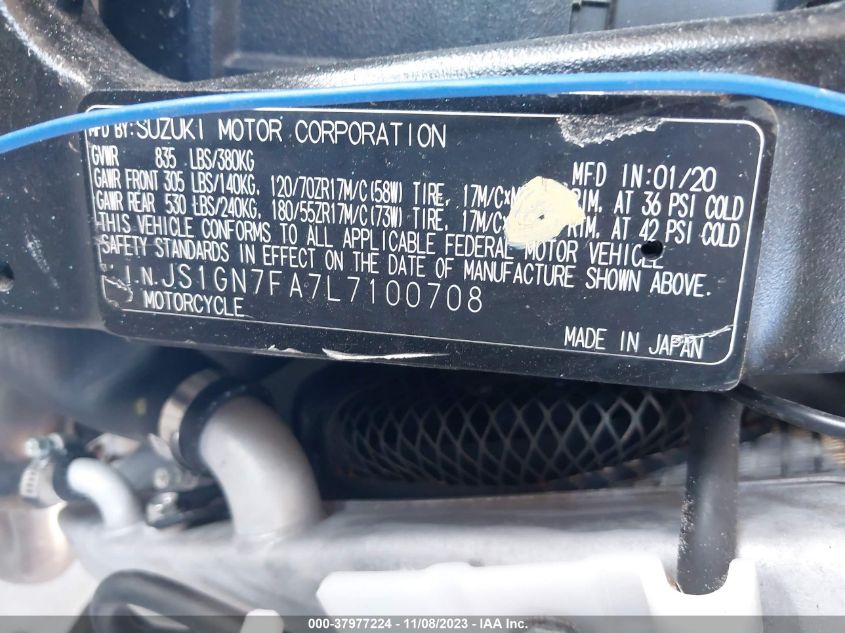 2020 SUZUKI GSX-R600 JS1GN7FA7L7100708