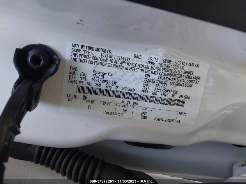 2013 FORD C-MAX HYBRID SEL - 1FADP5BU9DL506737