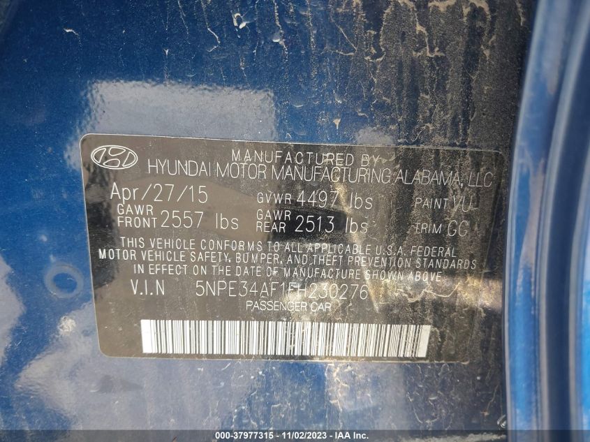 2015 HYUNDAI SONATA 2.4L SPORT - 5NPE34AF1FH230276