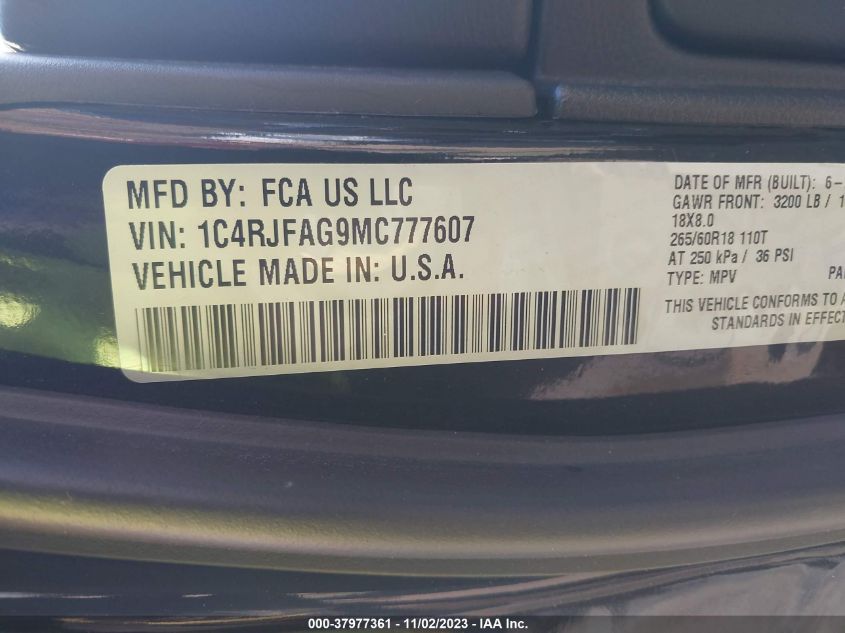 2021 JEEP GRAND CHEROKEE LAREDO E - 1C4RJFAG9MC777607