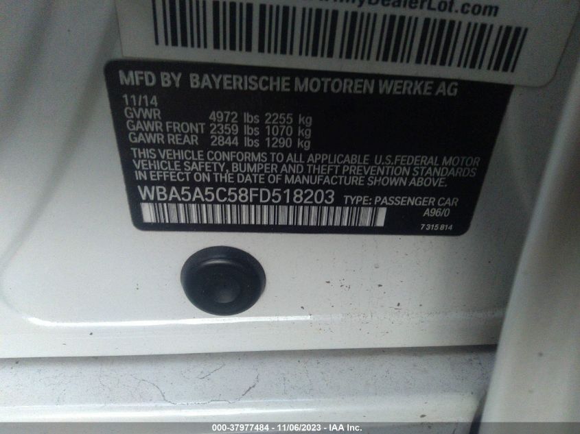 2015 BMW 528I WBA5A5C58FD518203