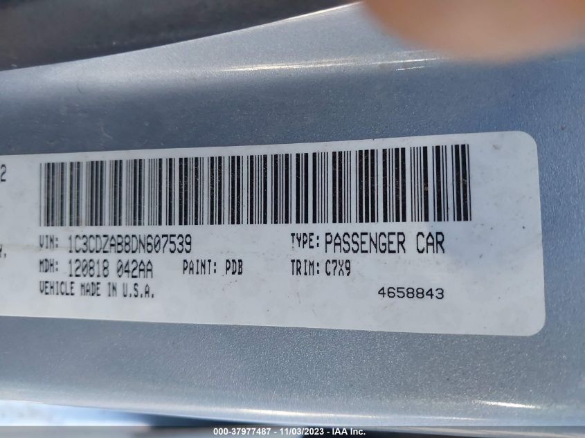 2013 DODGE AVENGER SE - 1C3CDZAB8DN607539