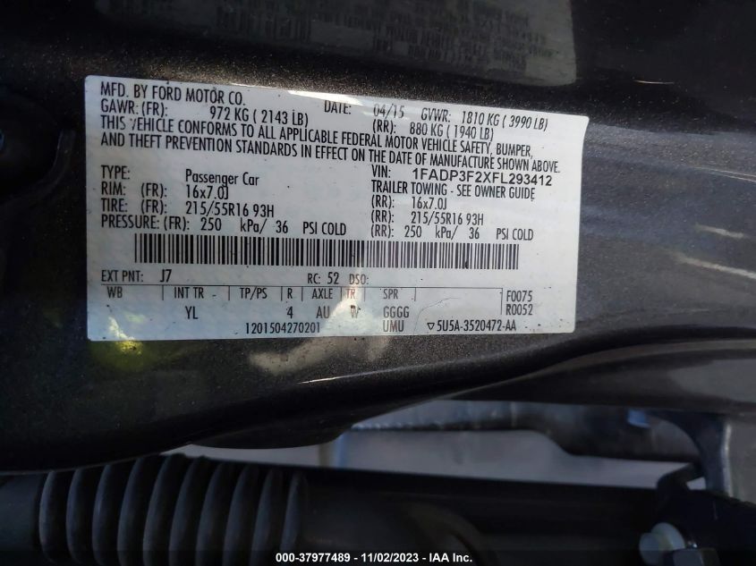 2015 FORD FOCUS SE - 1FADP3F2XFL293412