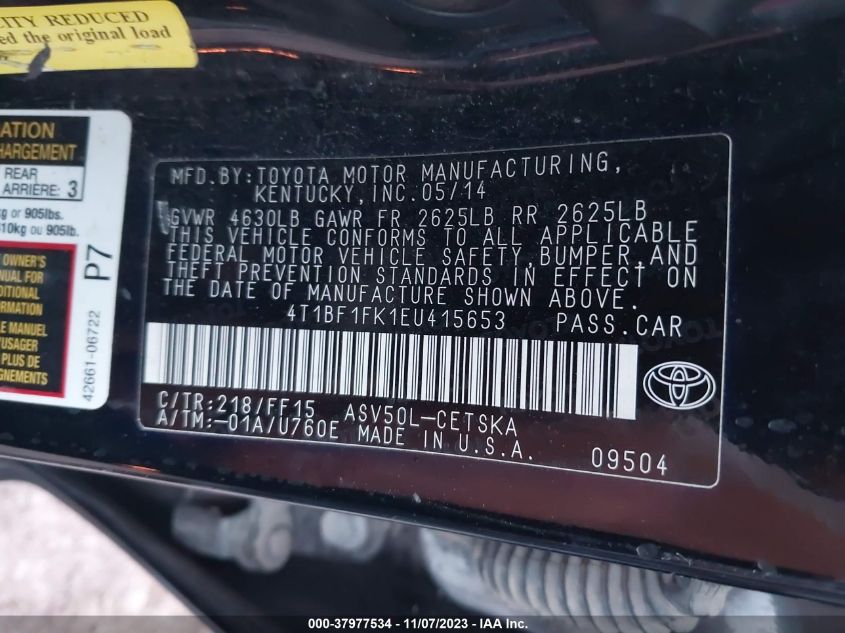 2014 TOYOTA CAMRY SE - 4T1BF1FK1EU415653