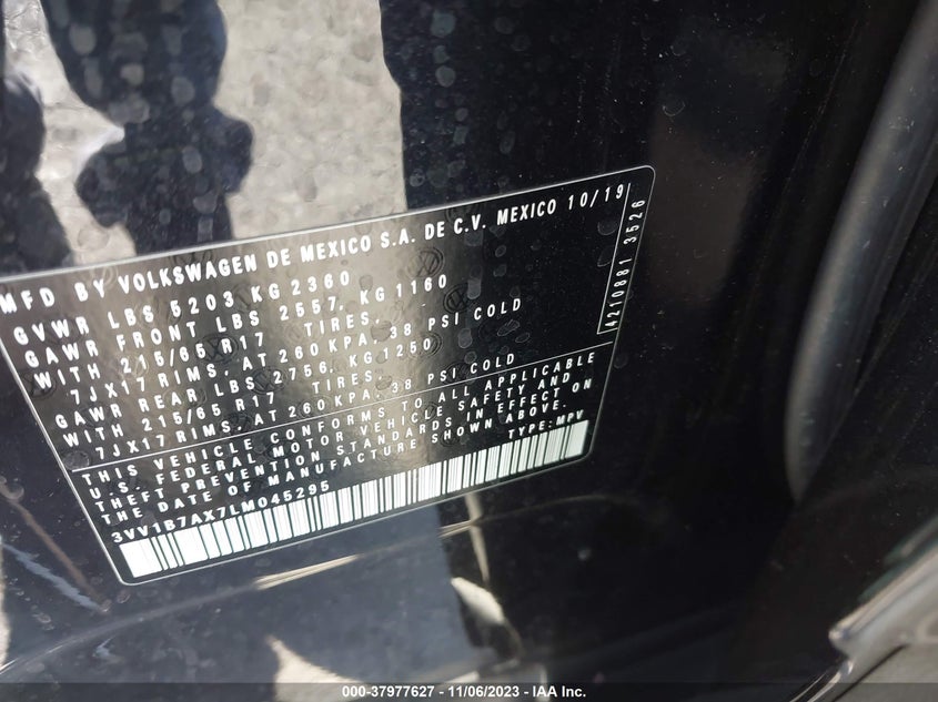 VIN 3VV1B7AX7LM045295 2020 VOLKSWAGEN TIGUAN 2.0T S