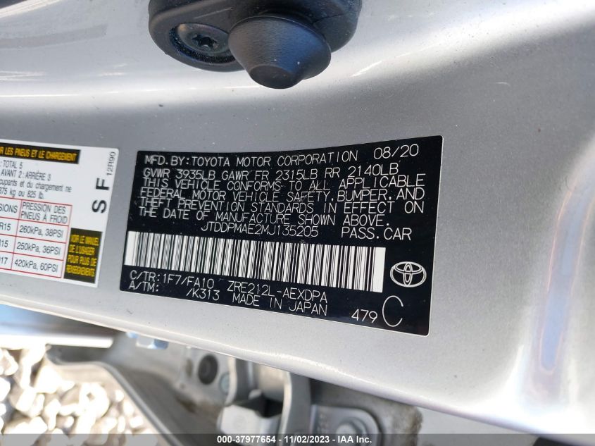 2021 TOYOTA COROLLA L - JTDDPMAE2MJ135205