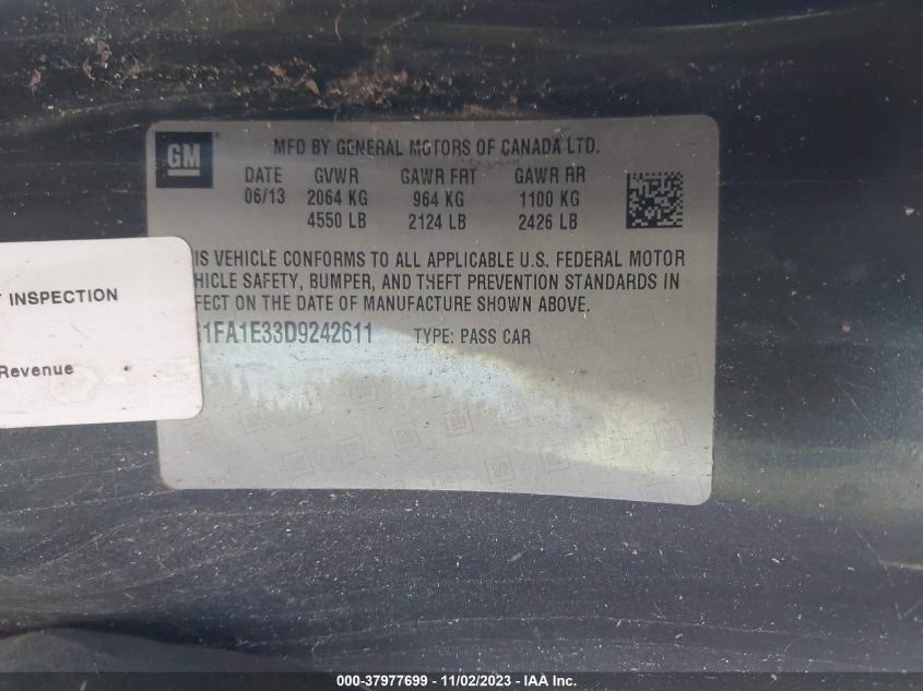 2013 CHEVROLET CAMARO LS - 2G1FA1E33D9242611