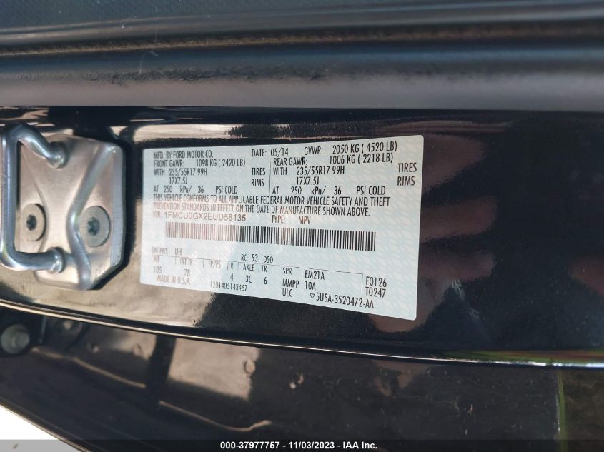 2014 FORD ESCAPE SE - 1FMCU0GX2EUD58135