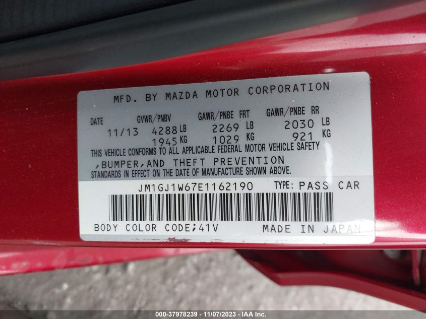 2014 MAZDA MAZDA6 I GRAND TOURING - JM1GJ1W67E1162190