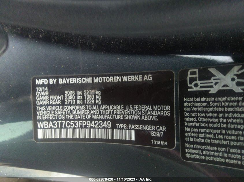 2015 BMW 435I XDRIVE WBA3T7C53FP942349