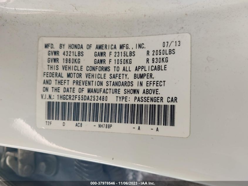 2013 HONDA ACCORD SDN SPORT 1HGCR2F55DA253480