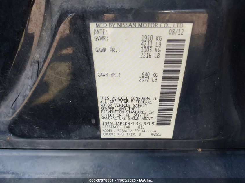 2013 NISSAN ALTIMA 2.5 SV - 1N4AL3AP1DN434595