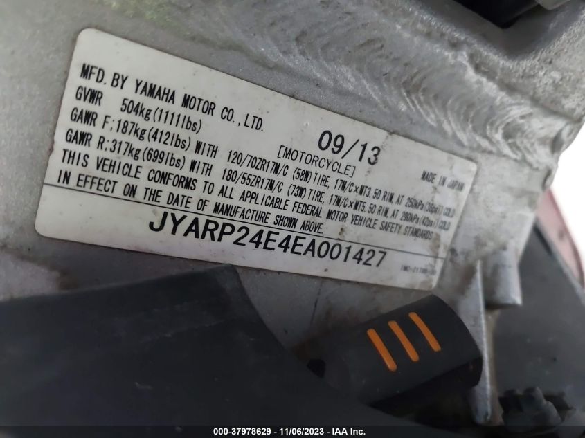 2014 YAMAHA FJR1300 A JYARP24E4EA001427