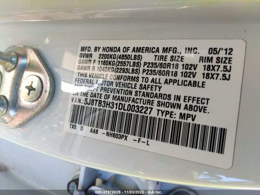 2013 ACURA RDX - 5J8TB3H31DL003227