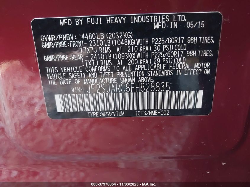 2015 SUBARU FORESTER 2.5I LIMITED - 0JF2SJARC8FH82835