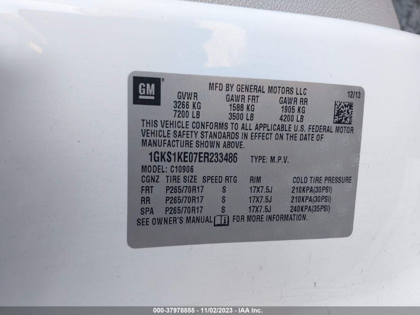 2014 GMC YUKON XL 1500 SLT 1GKS1KE07ER233486