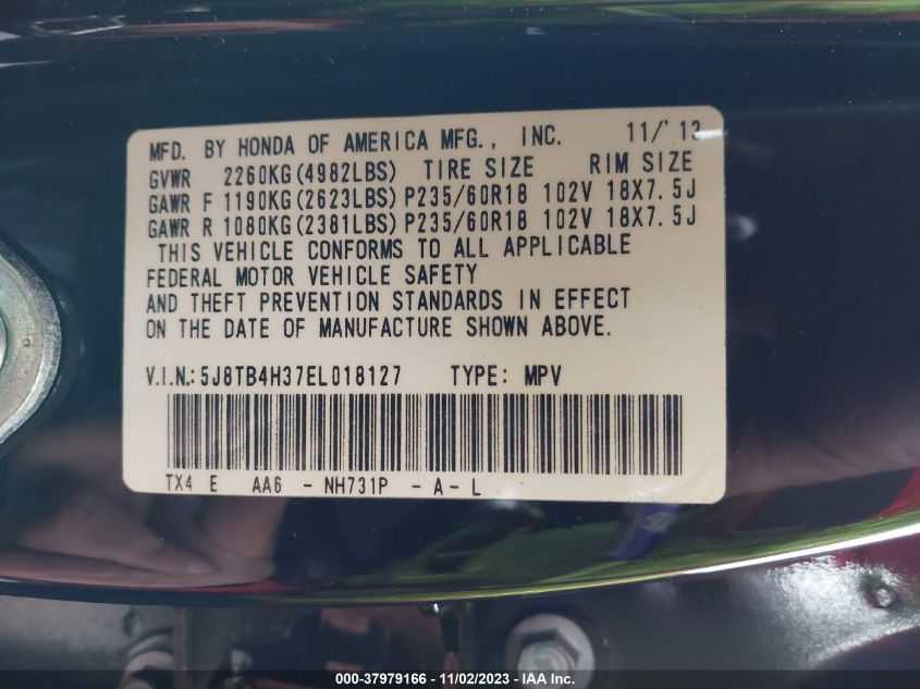 2014 ACURA RDX - 5J8TB4H37EL018127