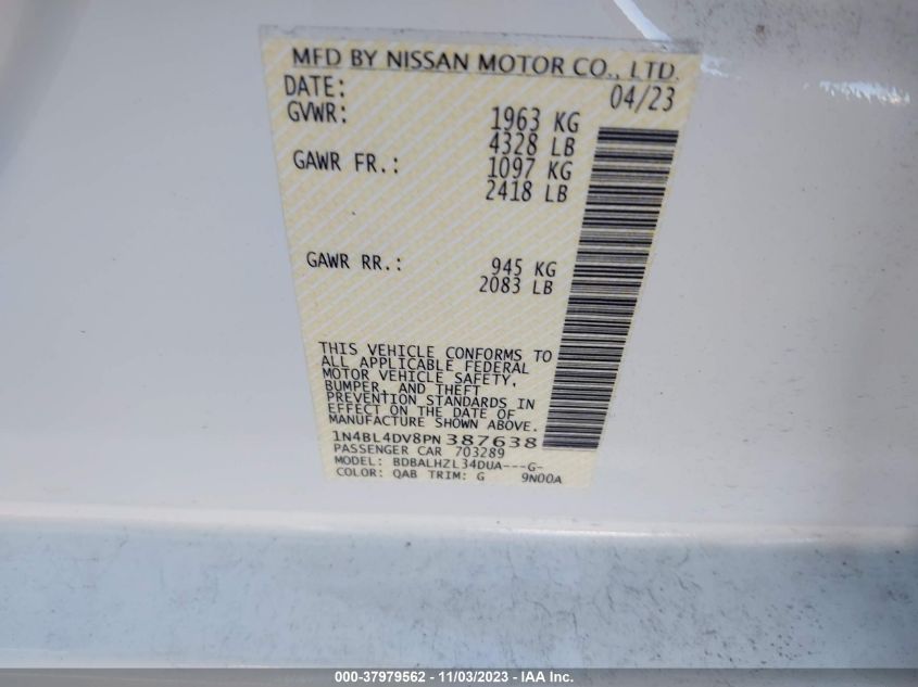 2023 NISSAN ALTIMA SV - 1N4BL4DV8PN387638