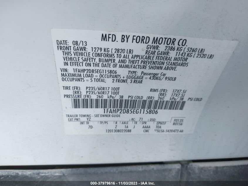 2014 FORD TAURUS SE - 1FAHP2D85EG115806