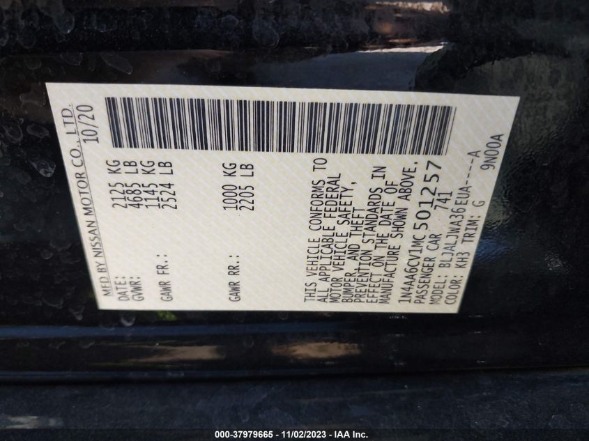 2021 NISSAN MAXIMA SV XTRONIC CVT - 1N4AA6CV1MC501257