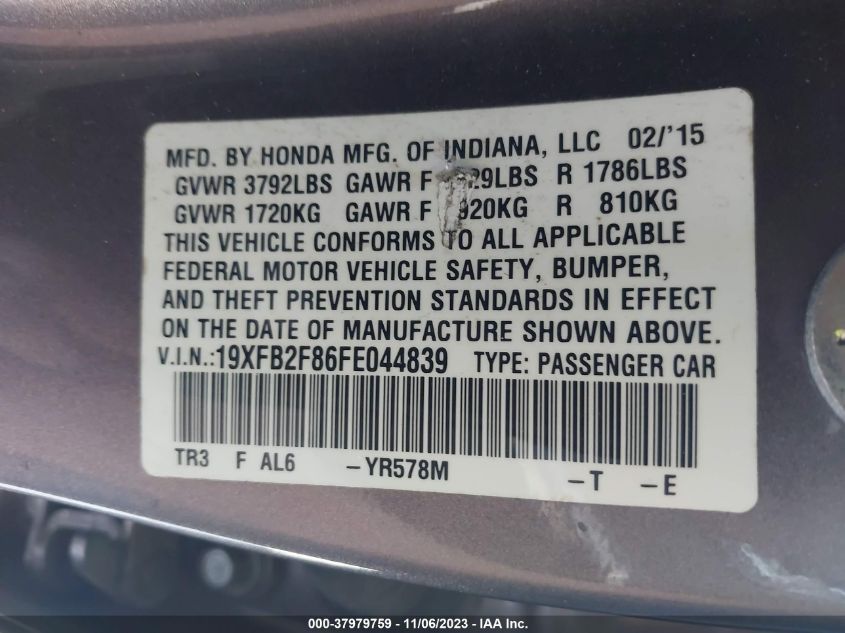 2015 HONDA CIVIC EX - 19XFB2F86FE044839
