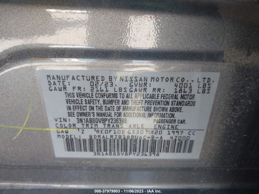 2023 NISSAN SENTRA SR - 3N1AB8DV8PY236398