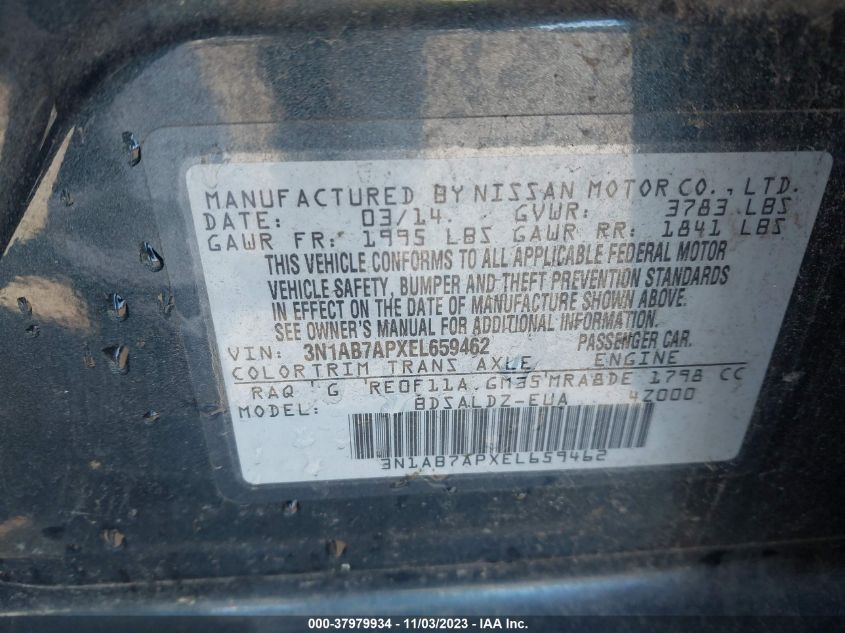 2014 NISSAN SENTRA S/FE+ S/SV/FE+ SV/SR/SL - 3N1AB7APXEL659462