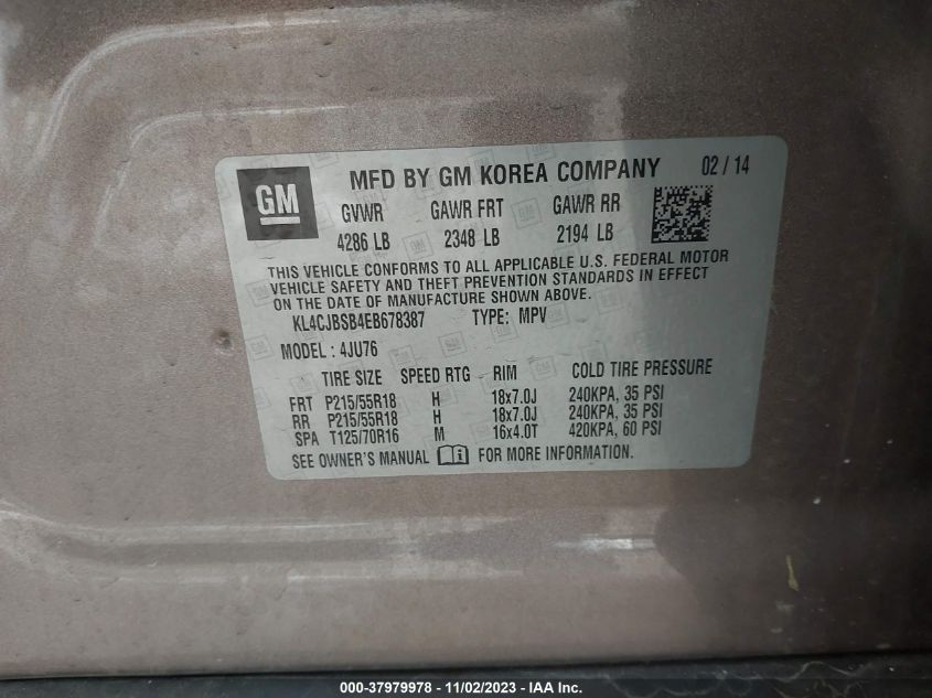 2014 BUICK ENCORE CONVENIENCE - KL4CJBSB4EB678387