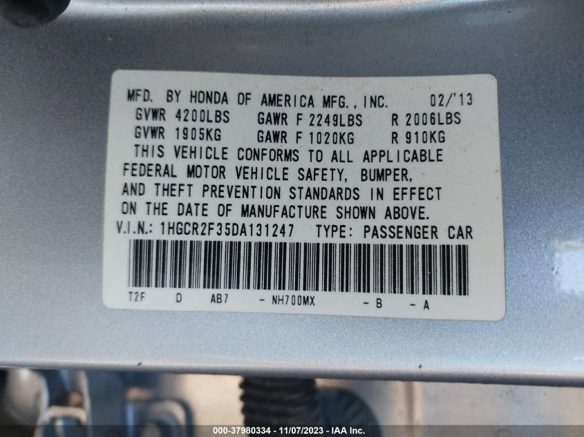 2013 HONDA ACCORD LX - 1HGCR2F35DA131247