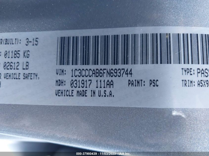 2015 CHRYSLER 200 LIMITED - 1C3CCCAB6FN693744