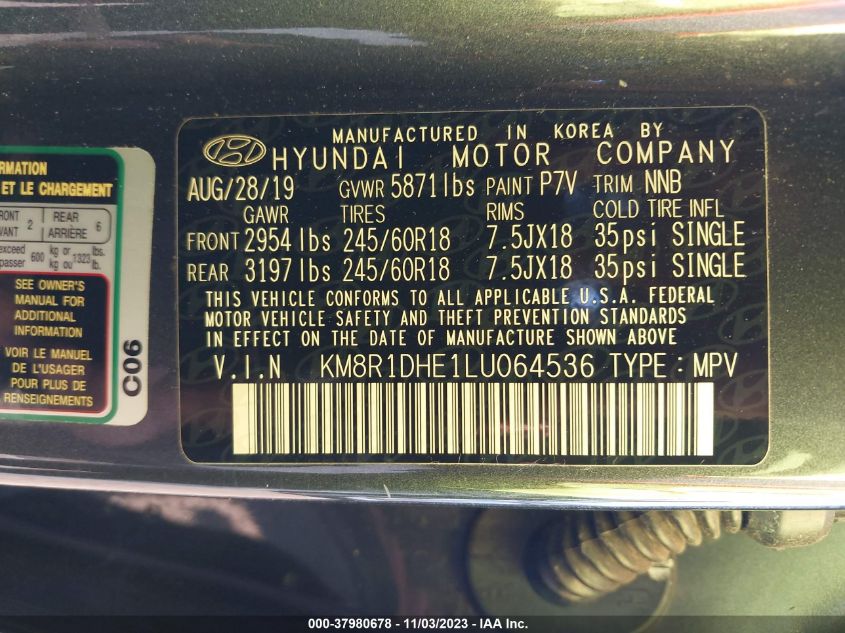 2020 HYUNDAI PALISADE SE - KM8R1DHE1LU064536