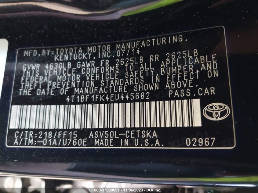 2014 TOYOTA CAMRY L/SE/LE/XLE - 4T1BF1FK4EU445682