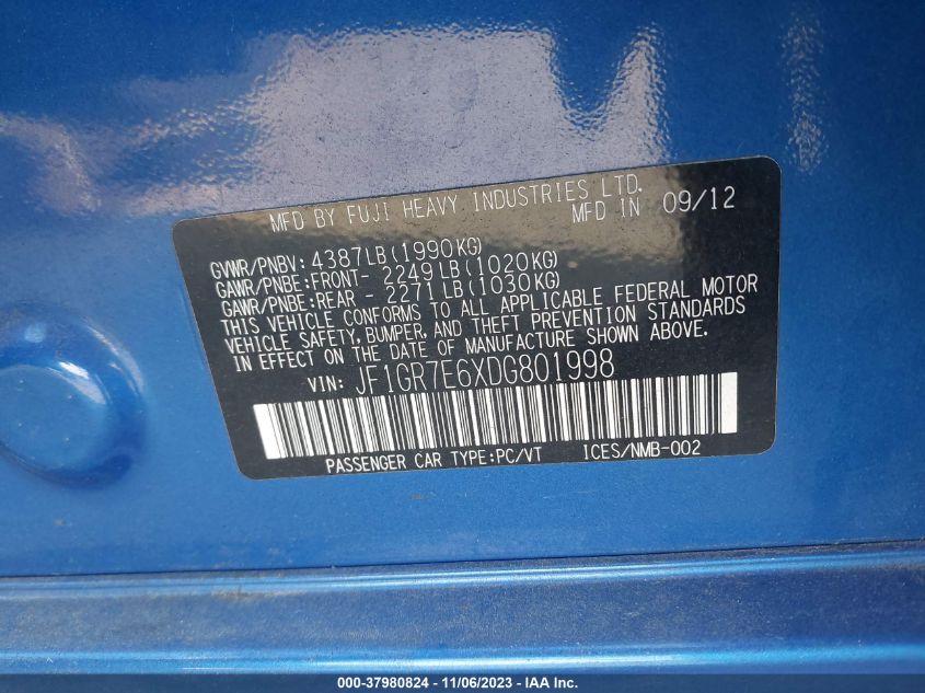 2013 SUBARU IMPREZA WAGON WRX WRX JF1GR7E6XDG801998