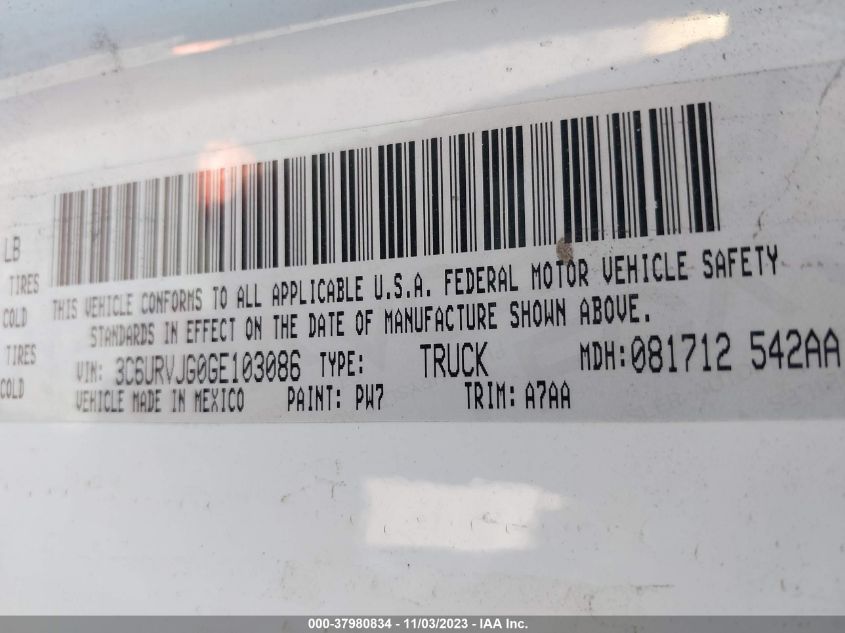 2016 RAM PROMASTER 3500 3500 HIGH - 3C6URVJG0GE103086