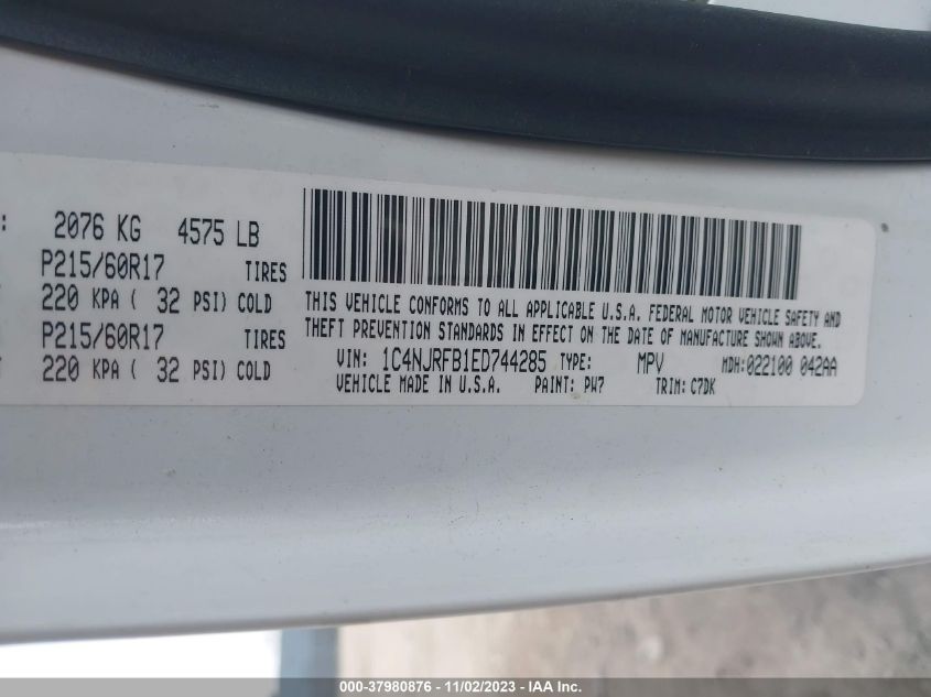 2014 JEEP PATRIOT LATITUDE - 1C4NJRFB1ED744285