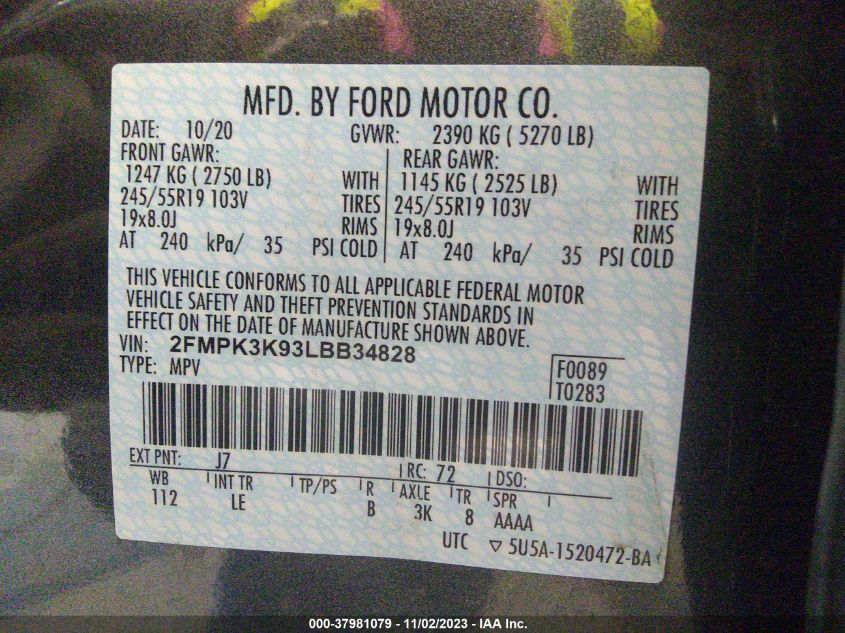 2020 FORD EDGE TITANIUM - 2FMPK3K93LBB34828