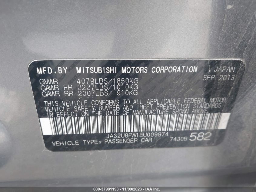 2014 MITSUBISHI LANCER GT - JA32U8FW1EU009974