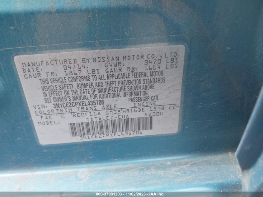 2014 NISSAN VERSA NOTE SV - 3N1CE2CPXEL435706