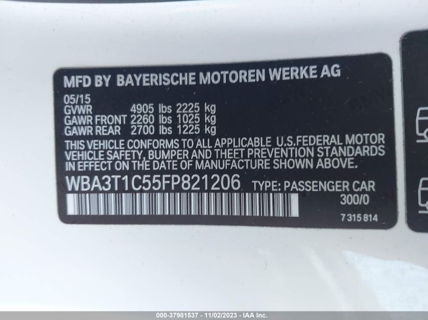 2015 BMW 428I XDRIVE WBA3T1C55FP821206