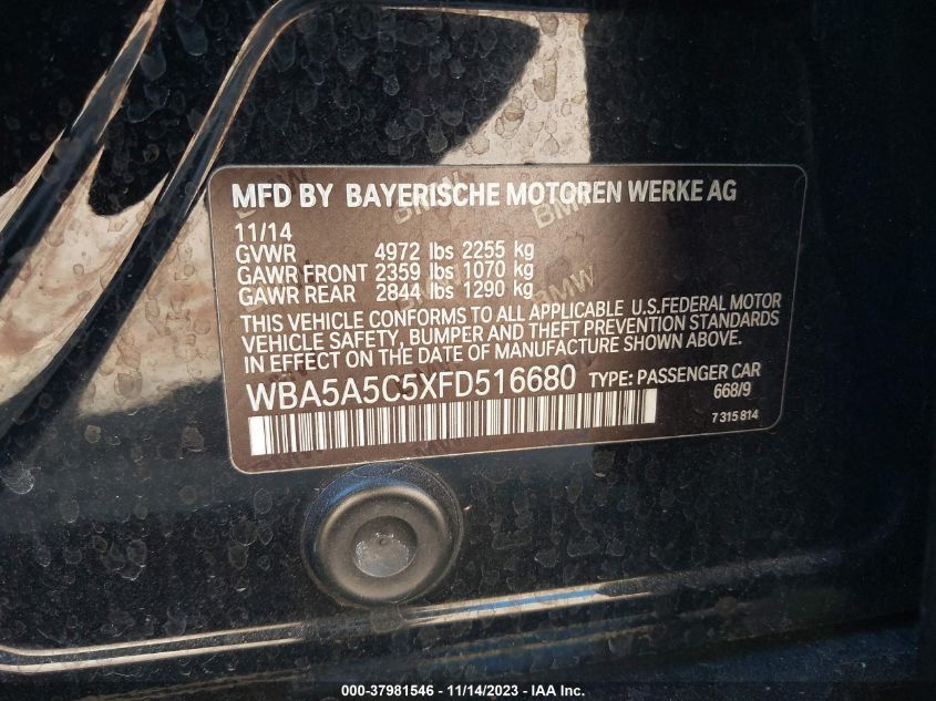 2015 BMW 528I - WBASASC5XFD516680