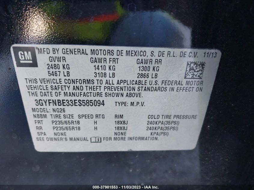 2014 CADILLAC SRX LUXURY COLLECTION - 3GYFNBE33ES585094