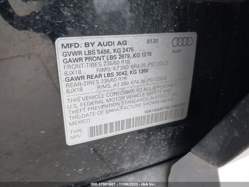 WA1ANAFY6L2062529 2020 AUDI Q5, photo no. 9