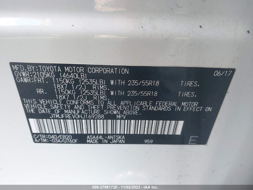 2017 TOYOTA RAV4 SE - JTMJFREV0HJ169288