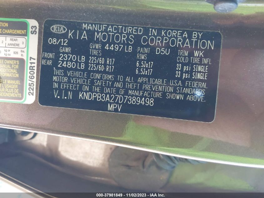 2013 KIA SPORTAGE LX - KNDPB3A27D7389498