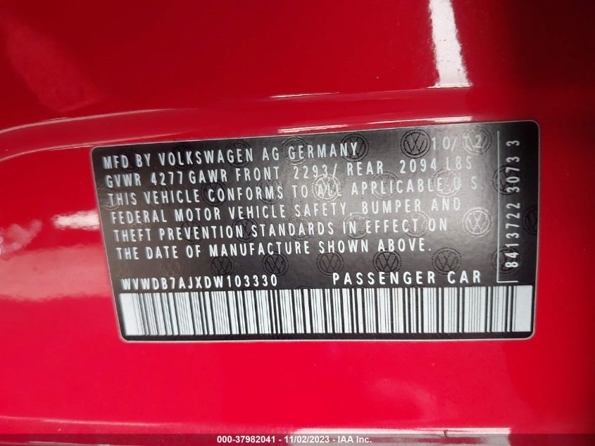 2013 VOLKSWAGEN GOLF - WVWDB7AJXDW103330