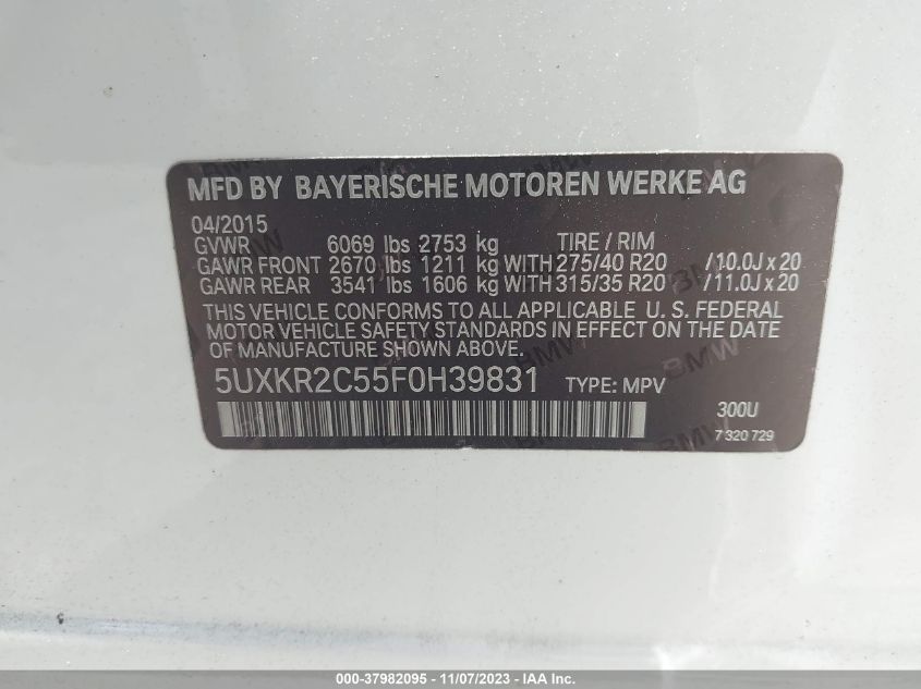 5UXKR2C55F0H39831 2015 BMW X5, photo no. 9