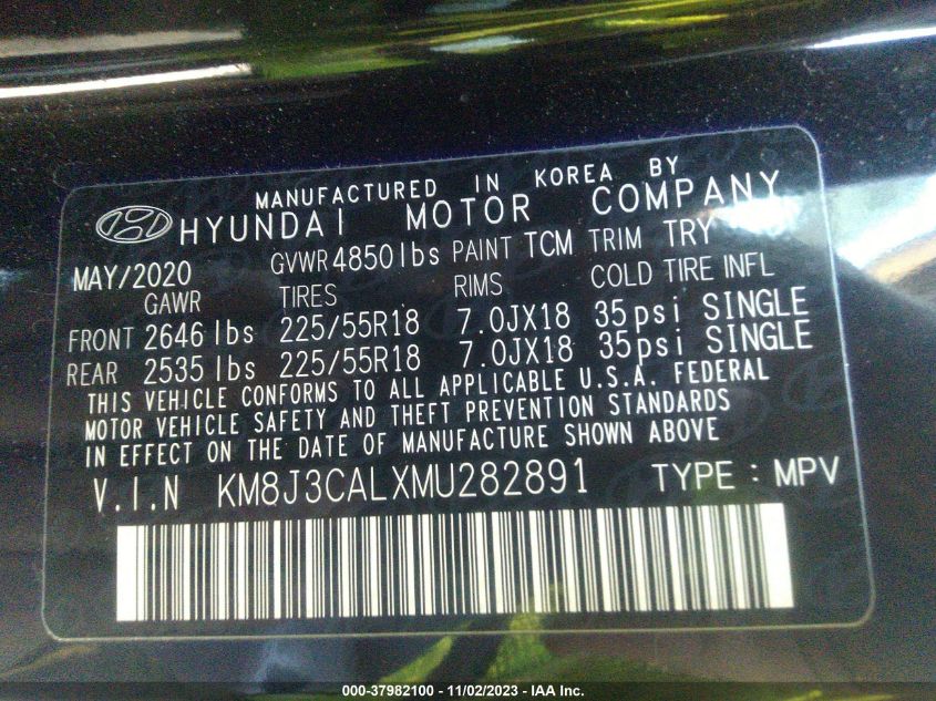 2021 HYUNDAI TUCSON LIMITED/SEL/SPORT/ULTIMAT - KM8J3CALXMU282891