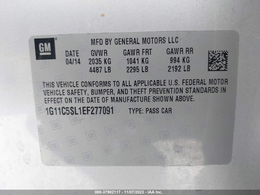 2014 CHEVROLET MALIBU LT - 1G11C5SL1EF277091