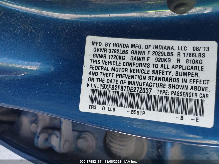 2013 HONDA CIVIC EX - 19XFB2F87DE272037
